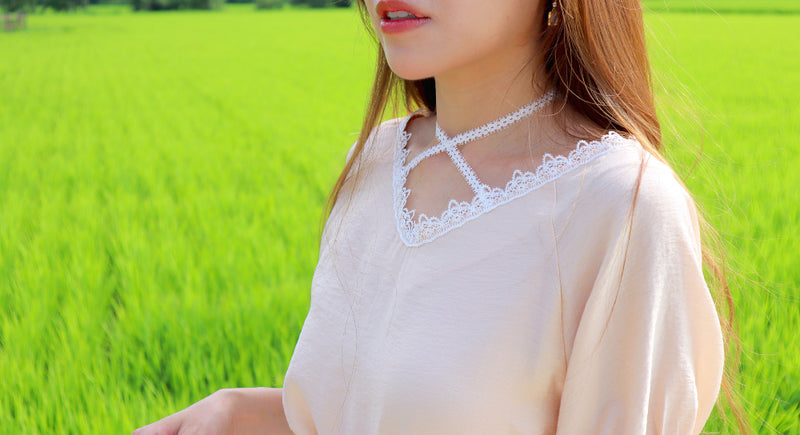 < M A D E > Pearl Champagne Chocker Blouse