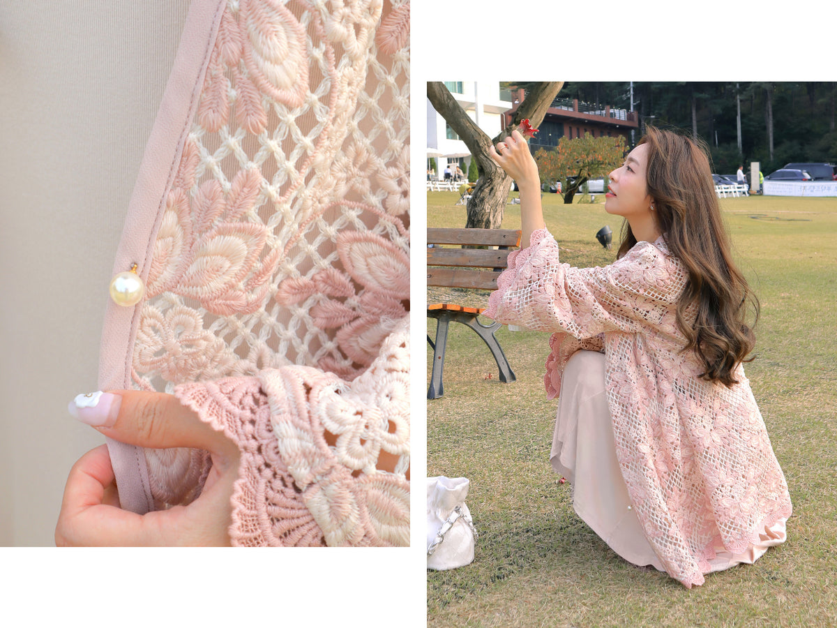 < M A D E > Embroidery Peony Lace Jacket