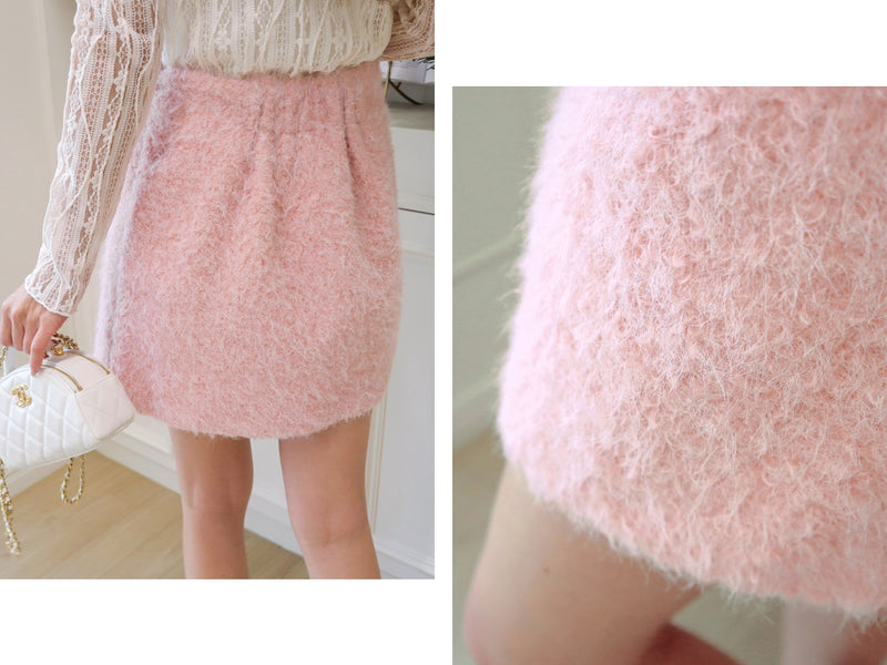 Bubble Gum Fluffy Mini Skirt