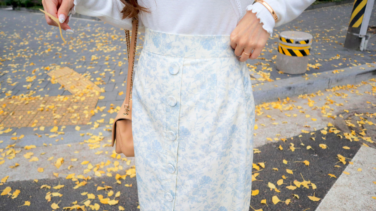 < M A D E > Blue Porcelain Long Skirt