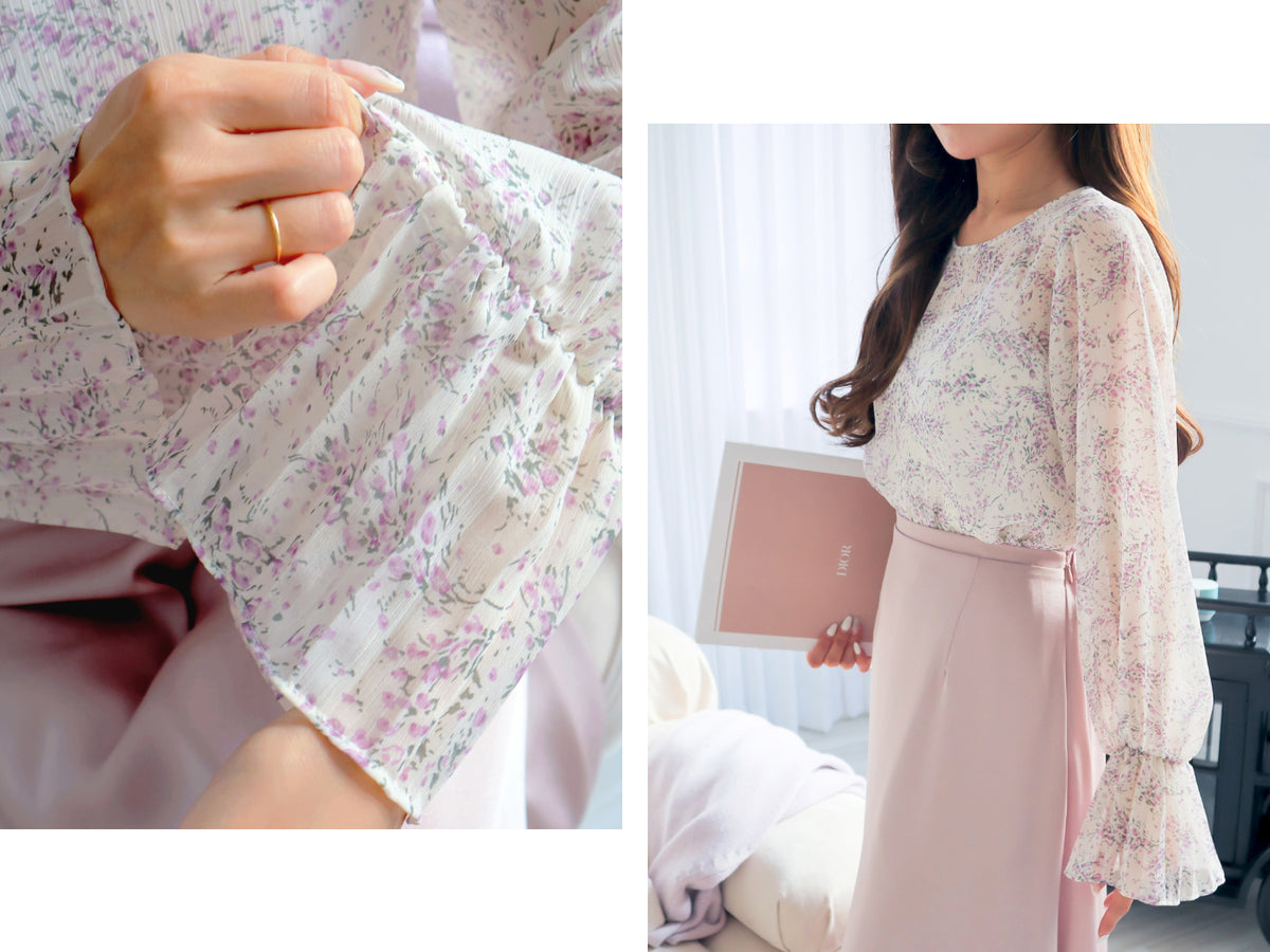 < M A D E > Lavender Drizzle Chiffon Blouse