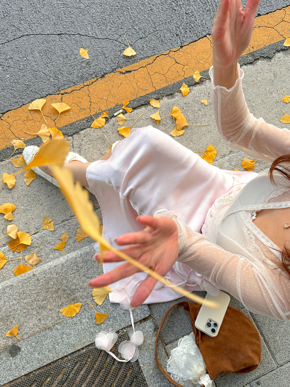 < M A D E > Petals Rain Satin Skirt