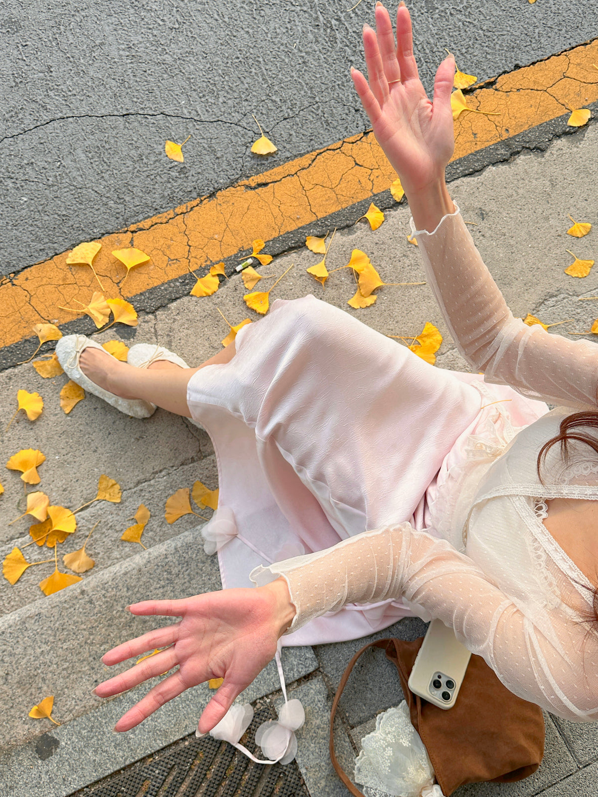 < M A D E > Petals Rain Satin Skirt