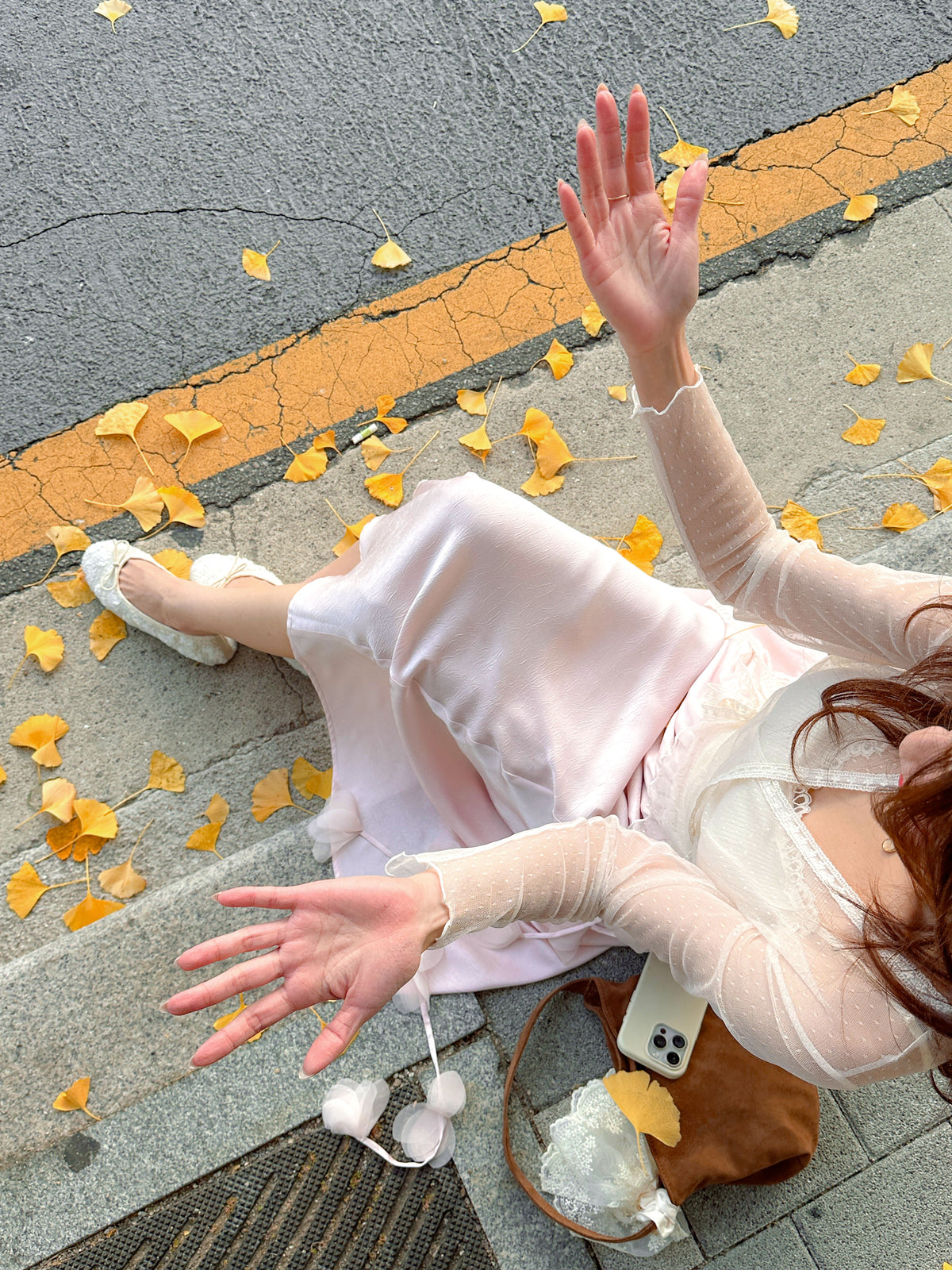 < M A D E > Petals Rain Satin Skirt