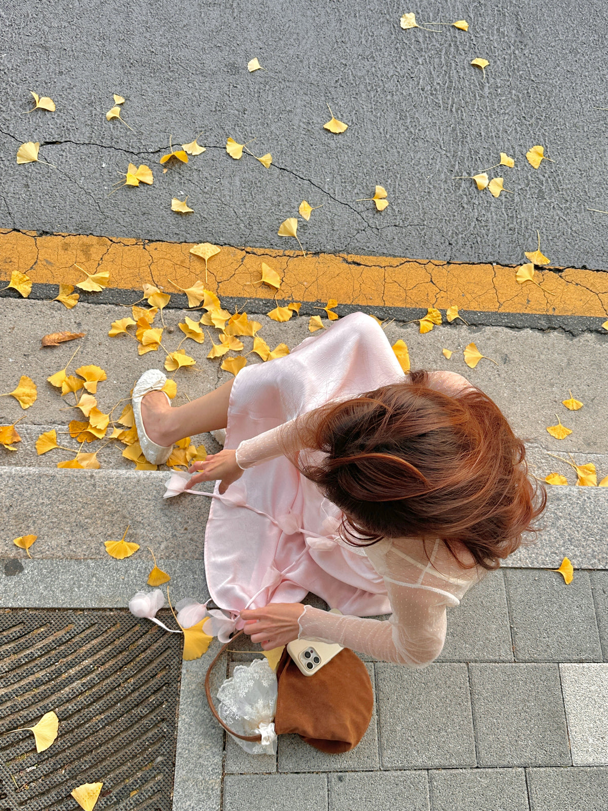 < M A D E > Petals Rain Satin Skirt