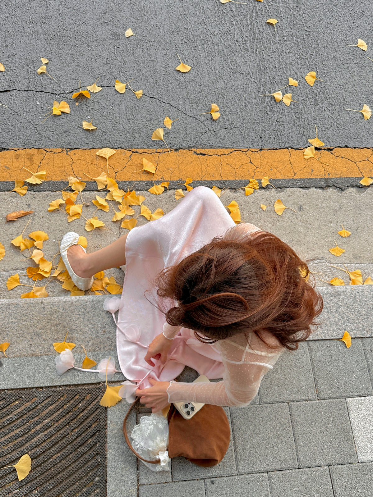 < M A D E > Petals Rain Satin Skirt