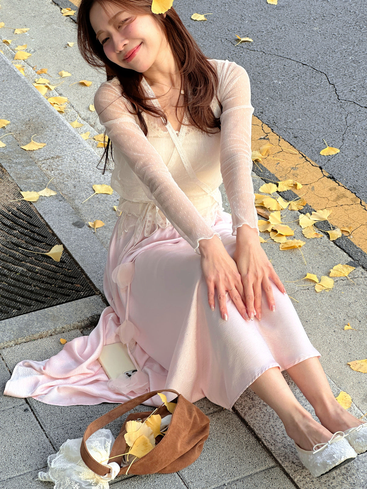 < M A D E > Petals Rain Satin Skirt