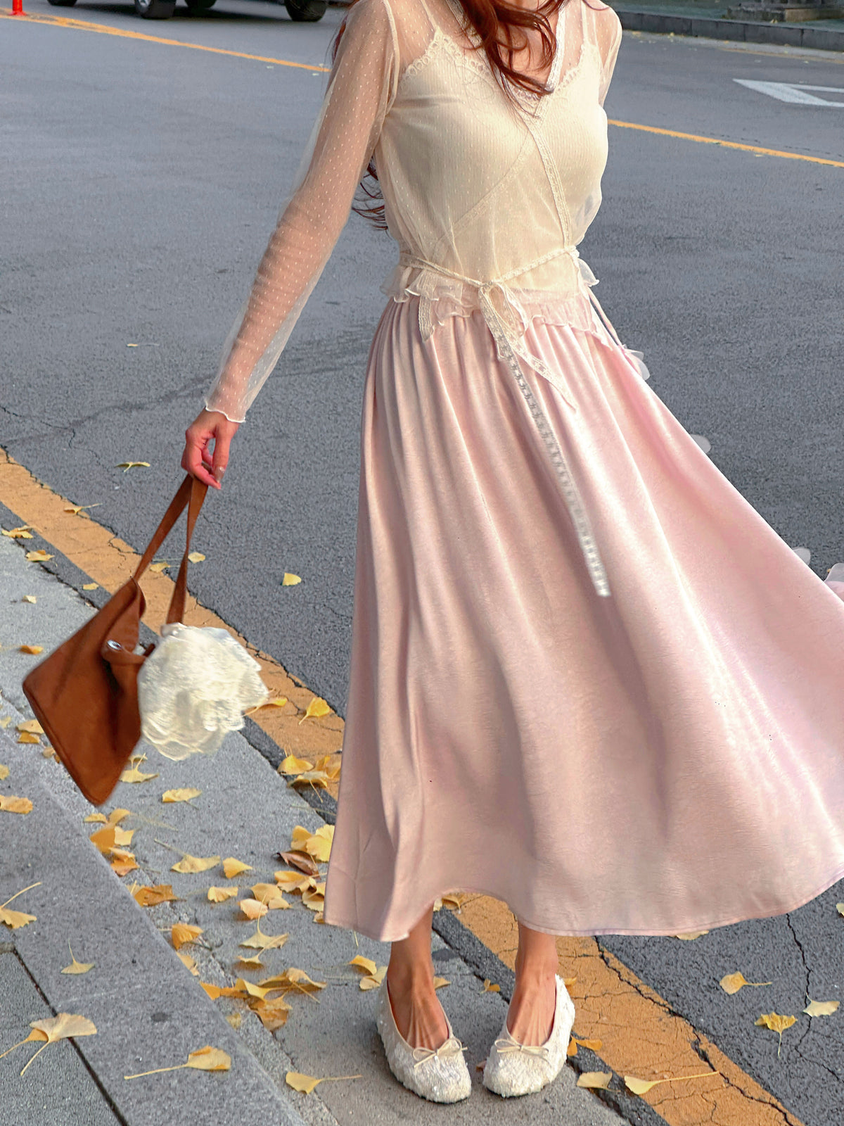 < M A D E > Petals Rain Satin Skirt