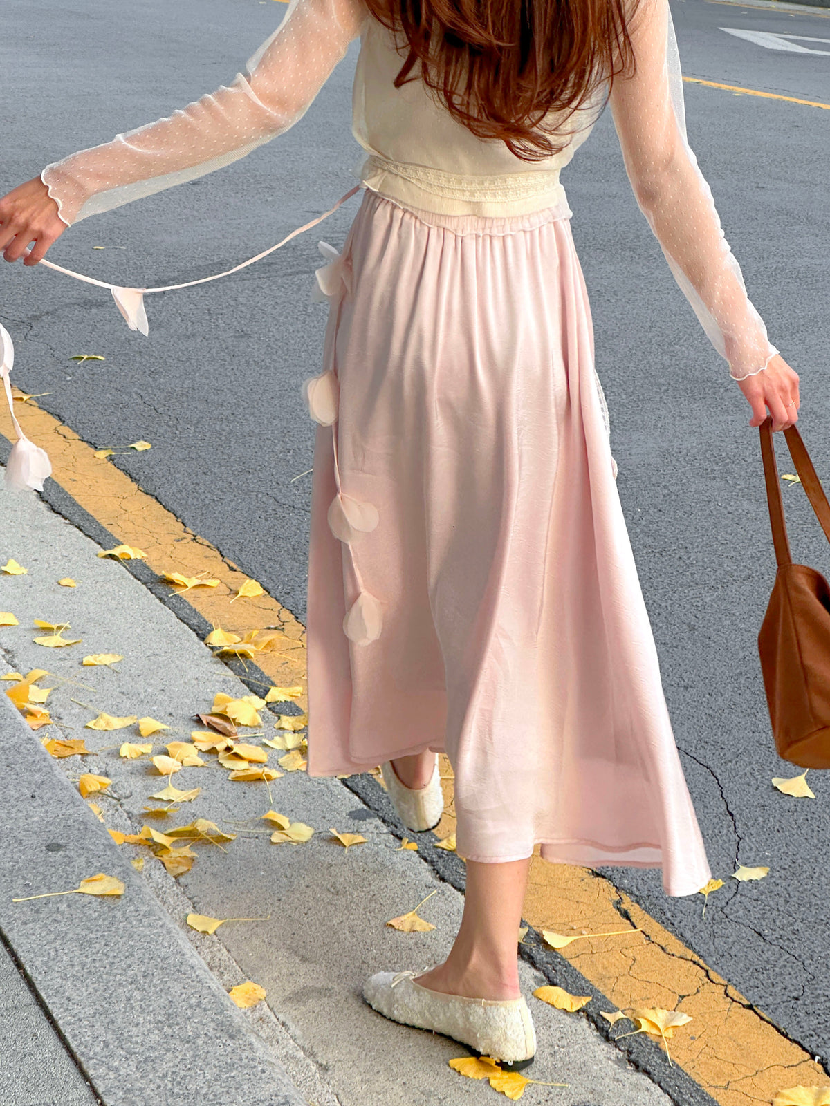 < M A D E > Petals Rain Satin Skirt