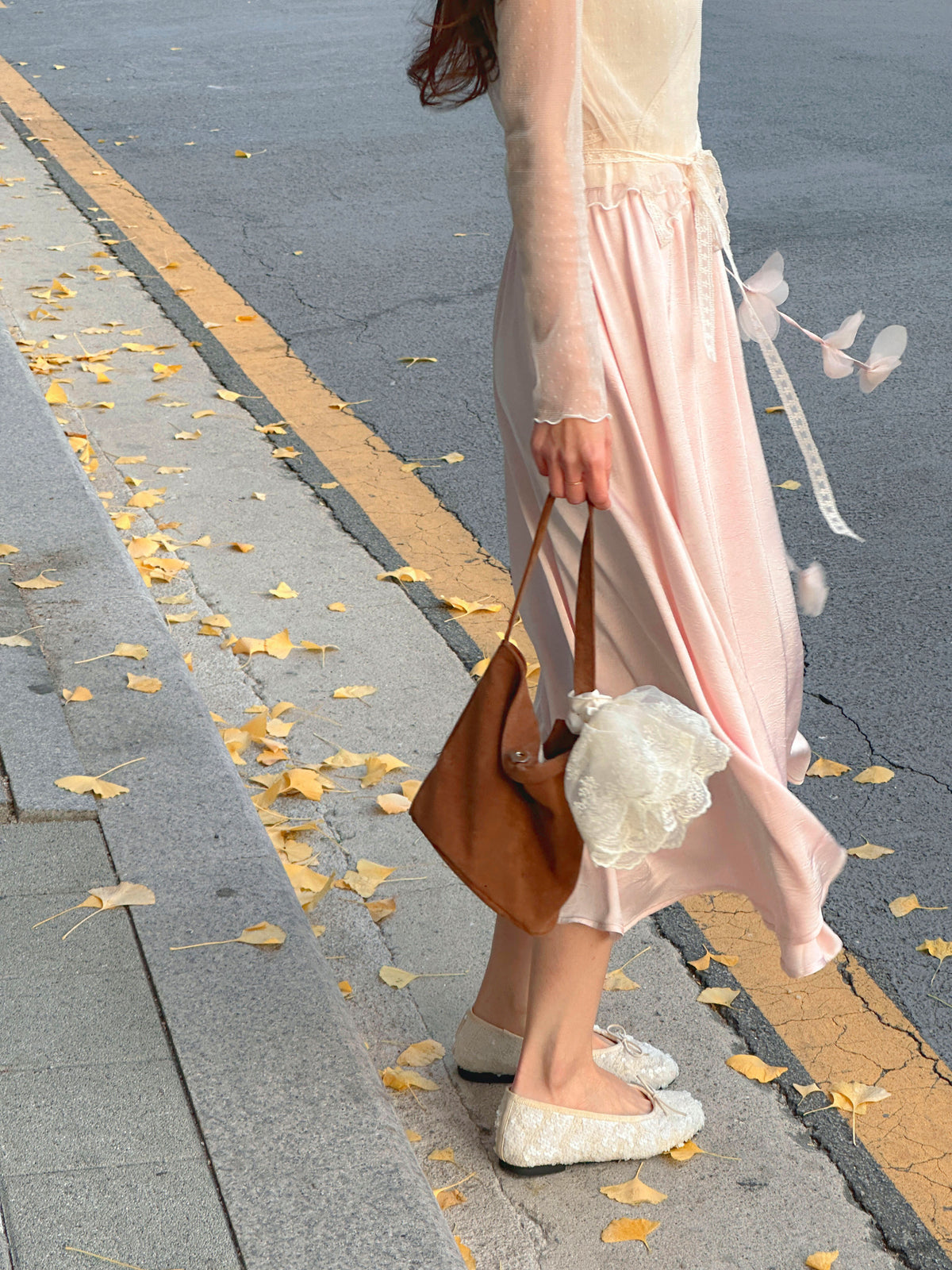 < M A D E > Petals Rain Satin Skirt