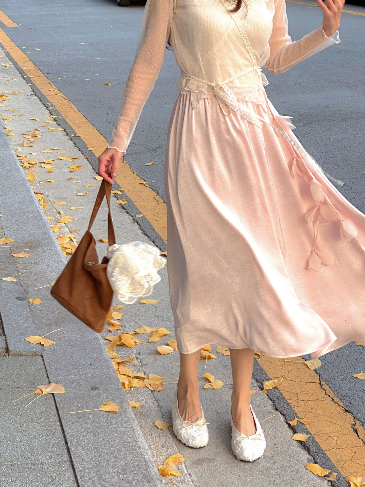 < M A D E > Petals Rain Satin Skirt