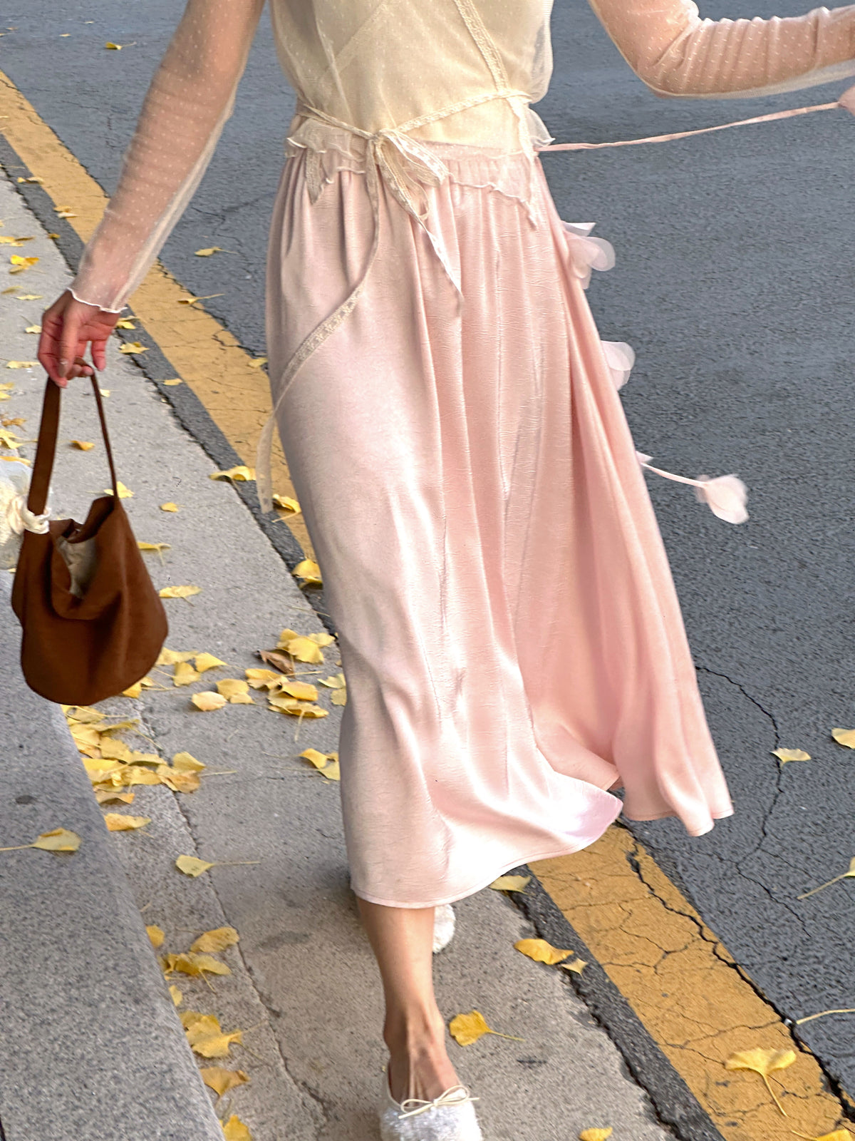 < M A D E > Petals Rain Satin Skirt