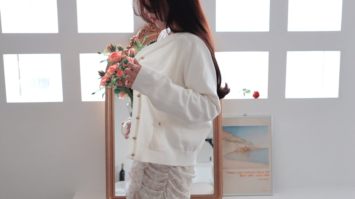 Whipped Cotton White Cardigan