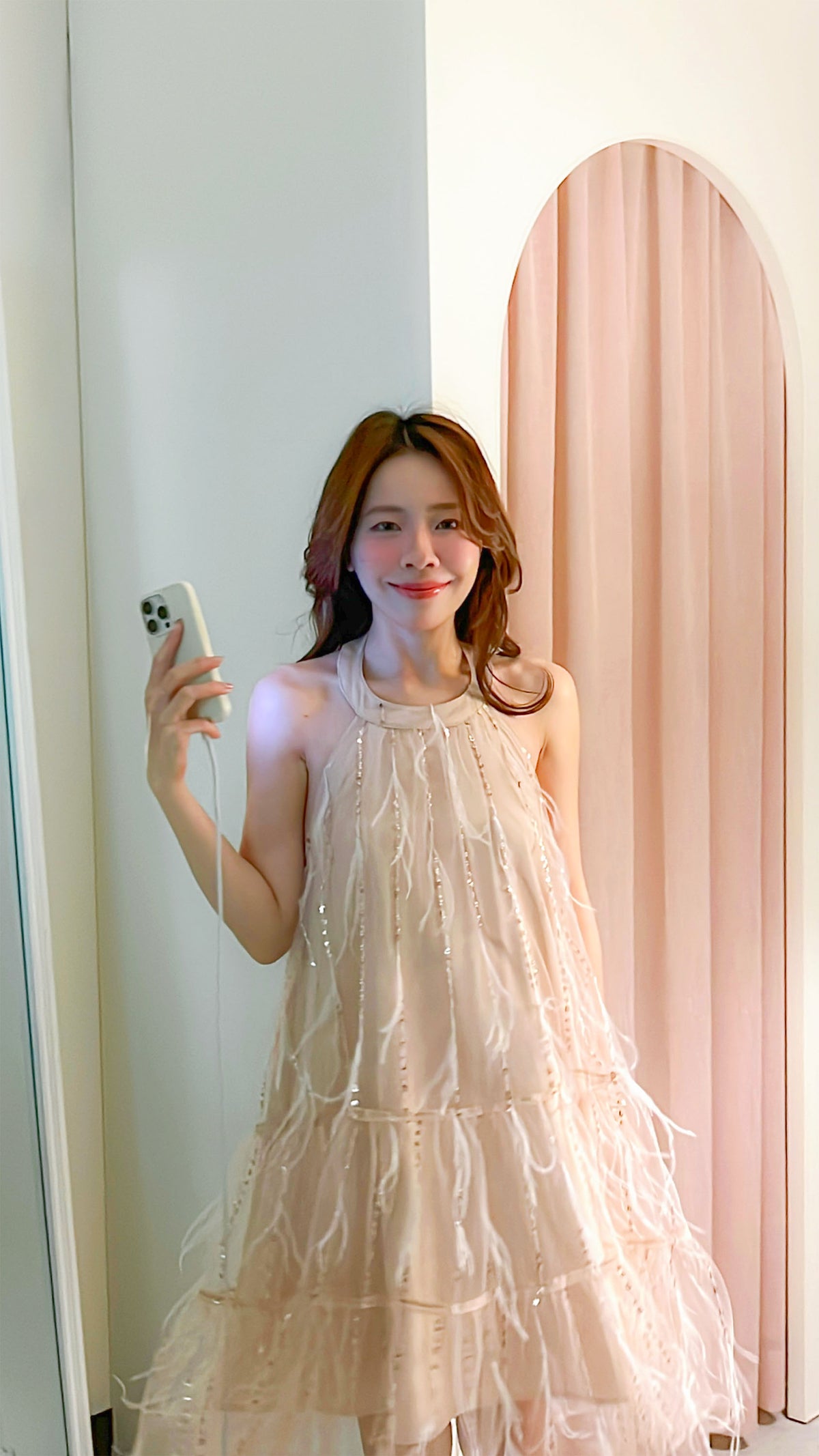 < M A D E > Rose Feather Cocktail Dress