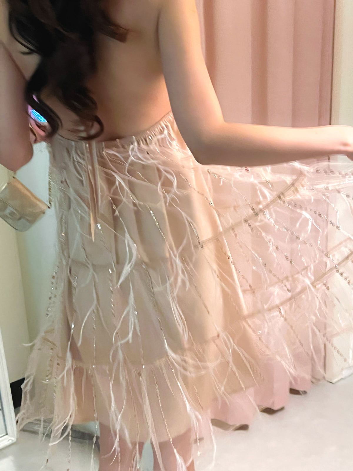< M A D E > Rose Feather Cocktail Dress