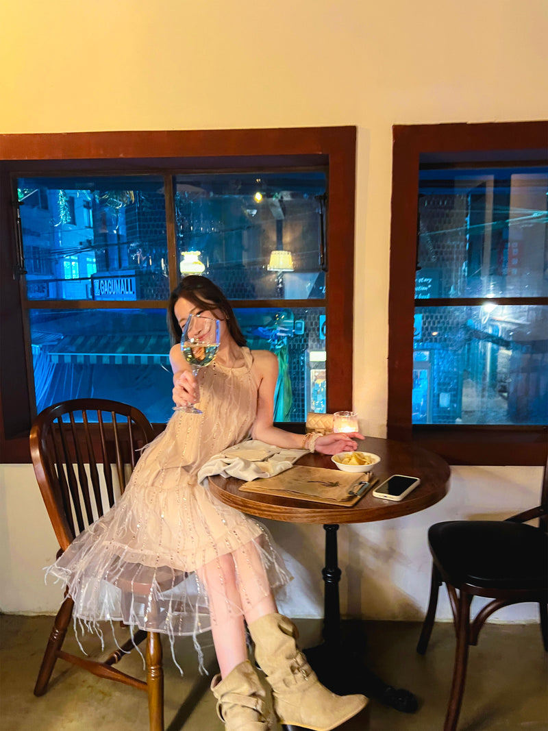 < M A D E > Rose Feather Cocktail Dress