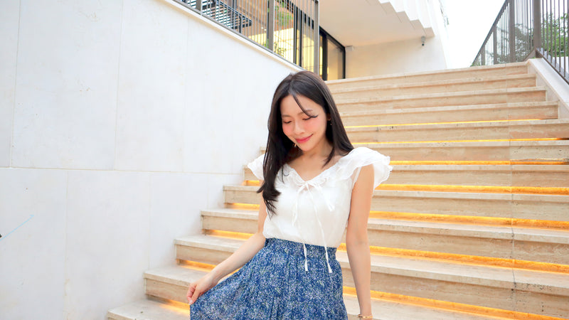 Navy Blooming Maxi Skirt