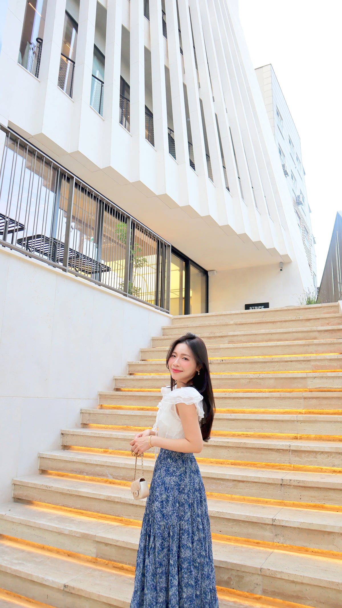 Navy Blooming Maxi Skirt