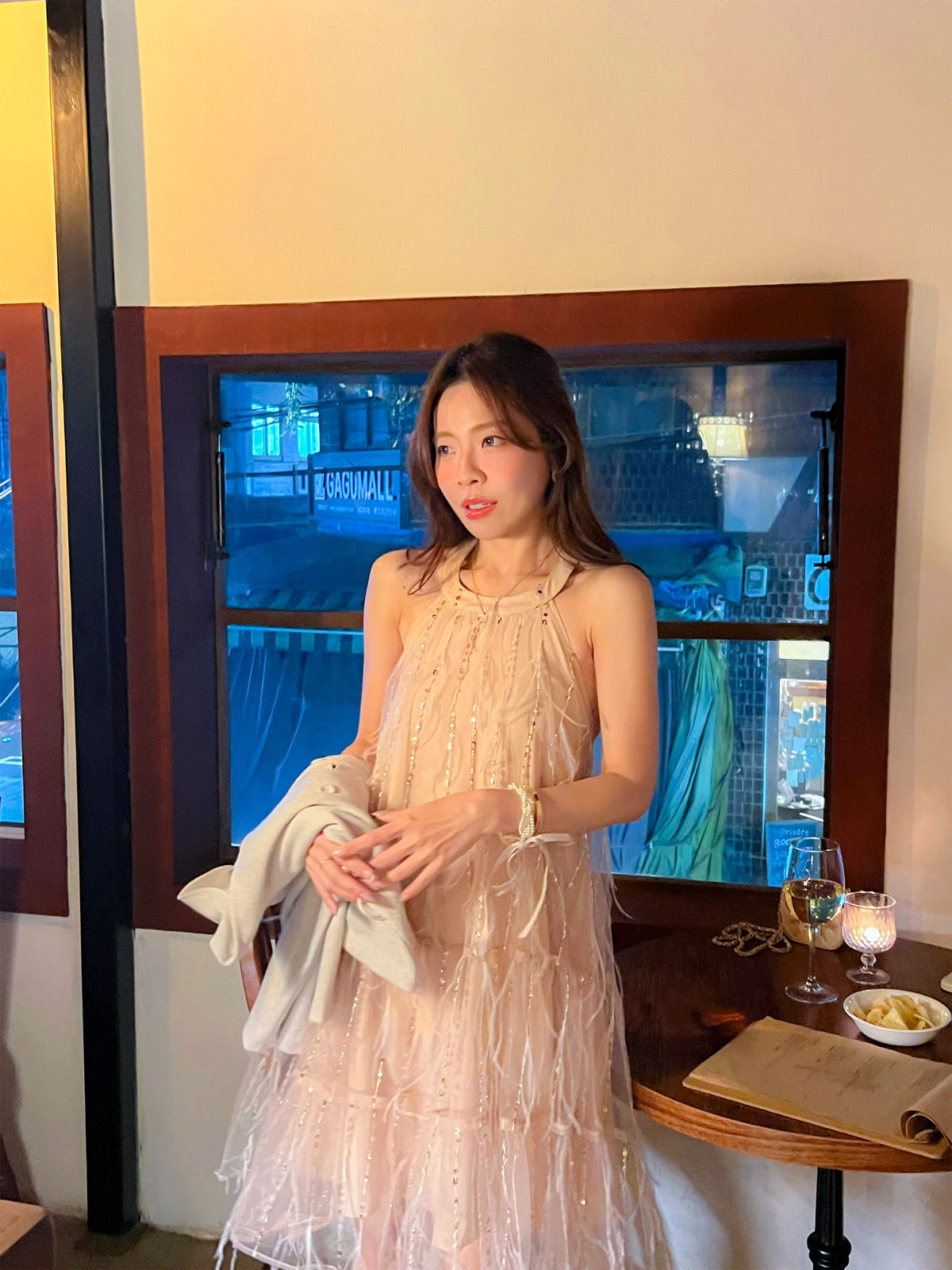 < M A D E > Rose Feather Cocktail Dress