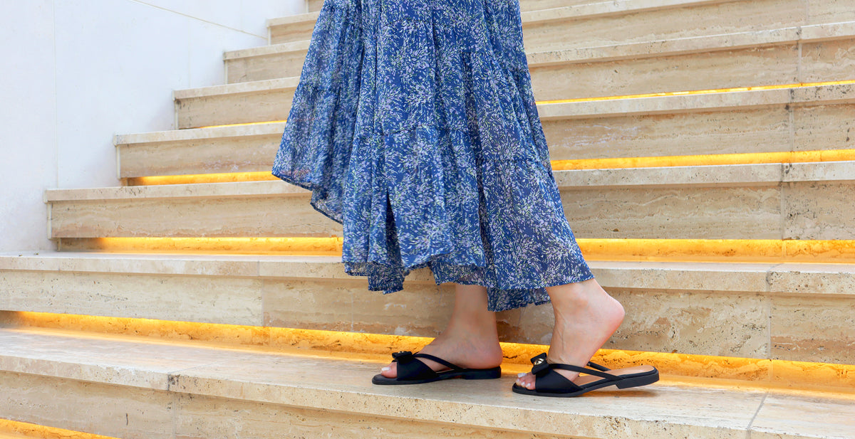 Navy Blooming Maxi Skirt