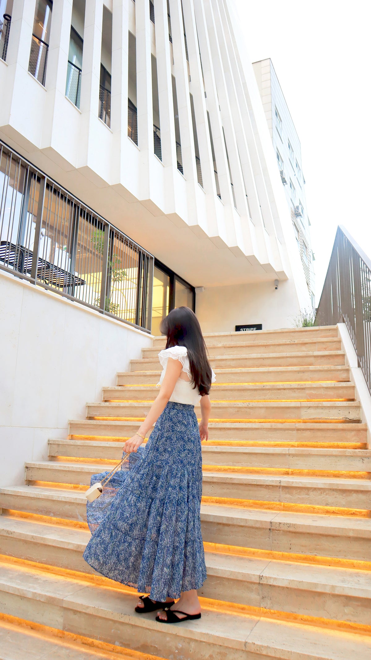 Navy Blooming Maxi Skirt