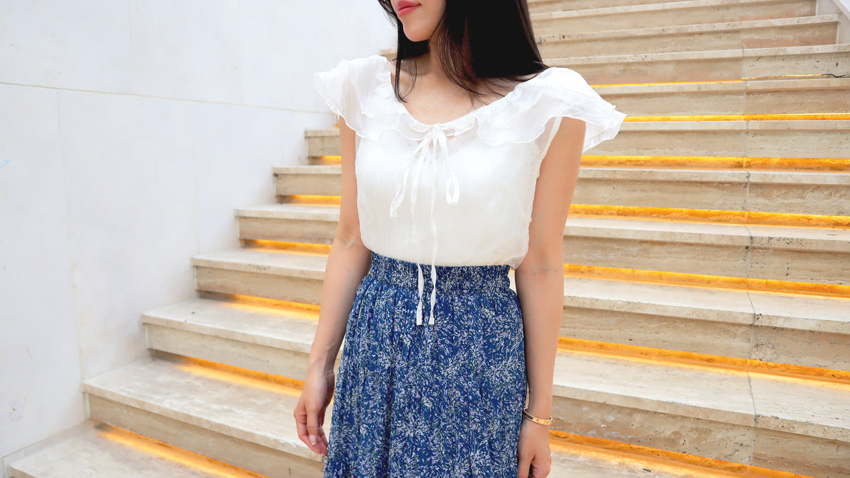 Navy Blooming Maxi Skirt