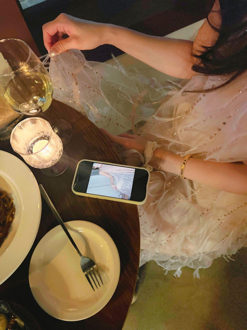 < M A D E > Rose Feather Cocktail Dress