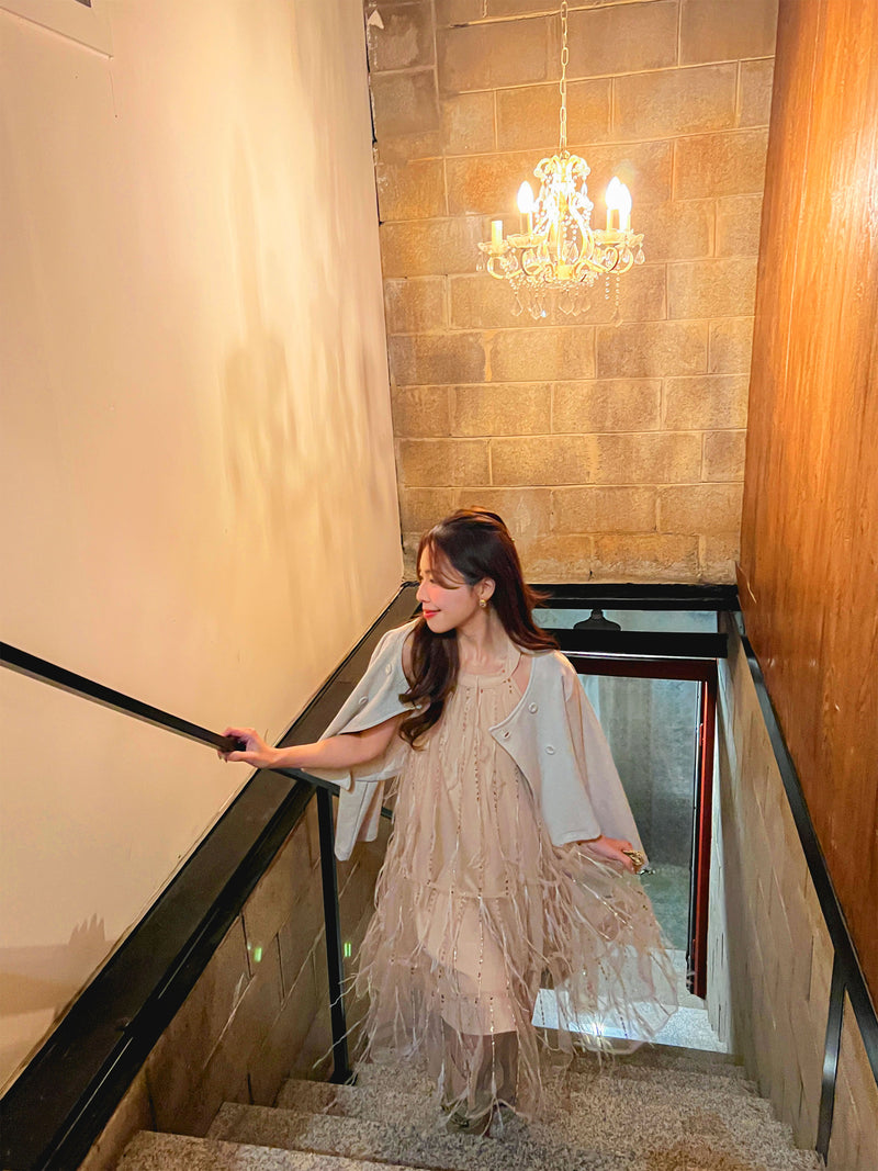 < M A D E > Rose Feather Cocktail Dress