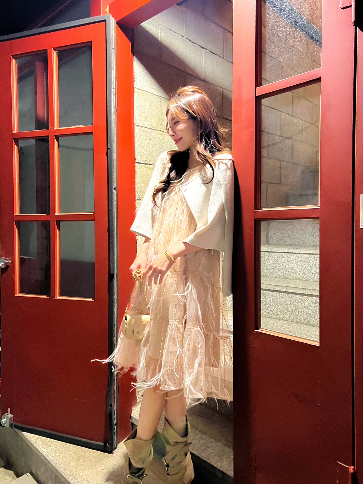 < M A D E > Rose Feather Cocktail Dress