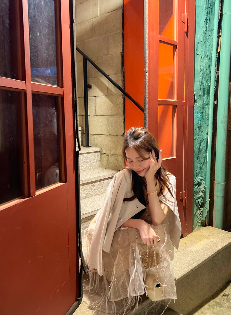 < M A D E > Rose Feather Cocktail Dress