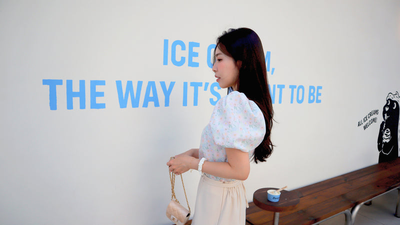 < M A D E > Pastel Cream Bubble Blouse