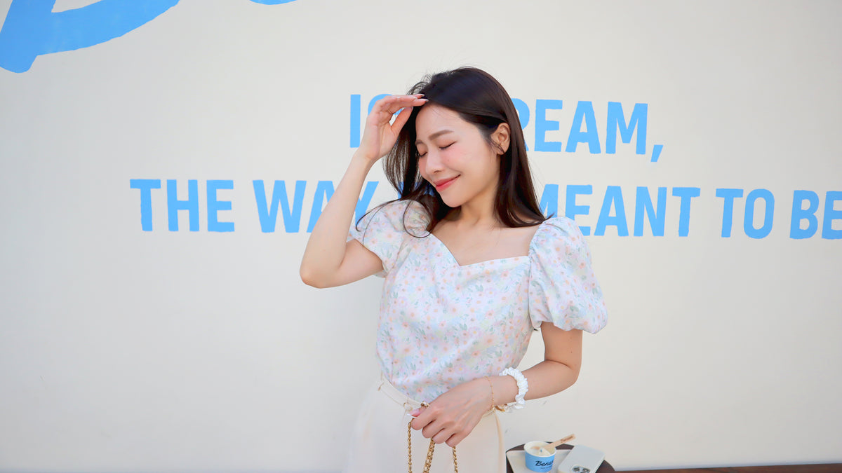 < M A D E > Pastel Cream Bubble Blouse