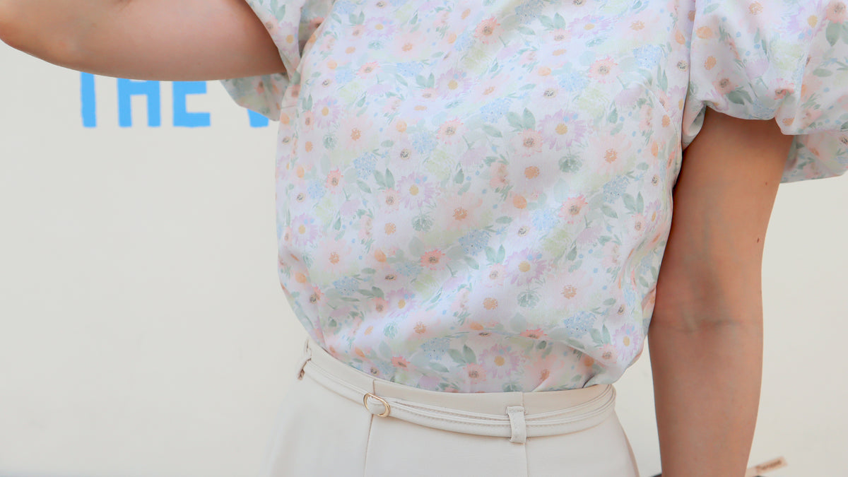 < M A D E > Pastel Cream Bubble Blouse