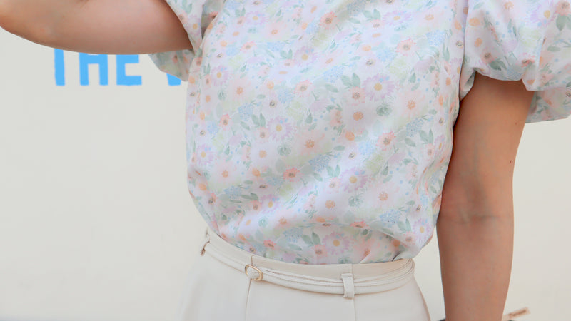 < M A D E > Pastel Cream Bubble Blouse
