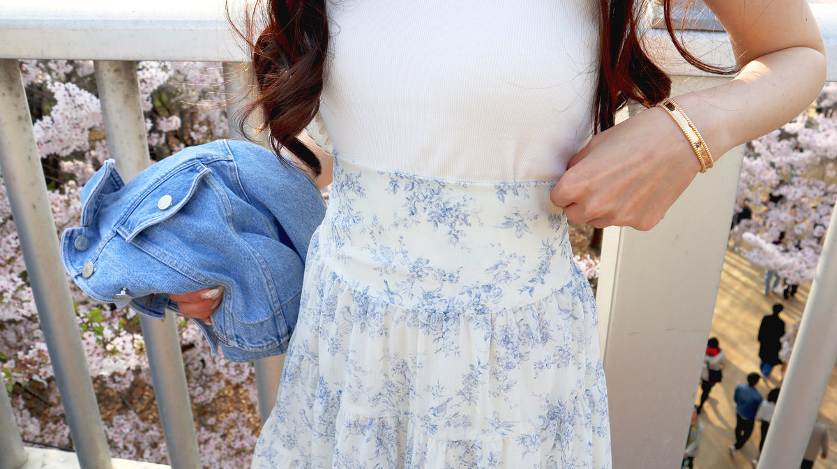< M A D E > Blue Porcelain Mini Skirt