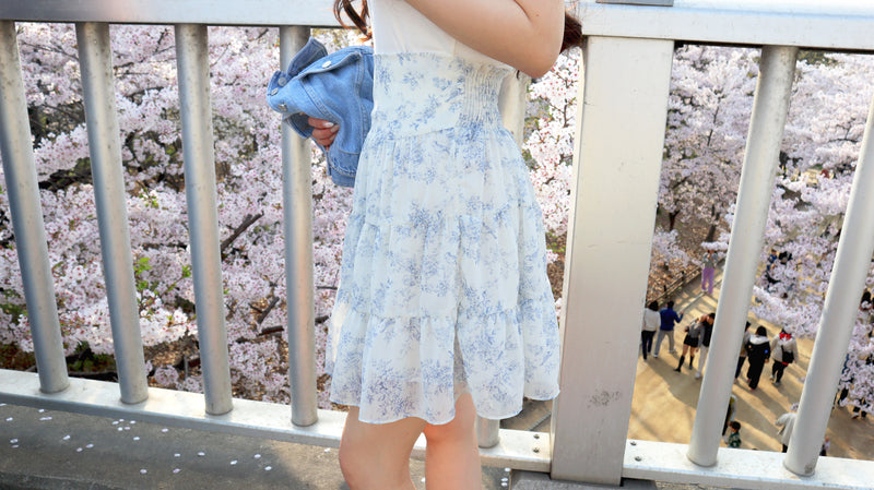 < M A D E > Blue Porcelain Mini Skirt