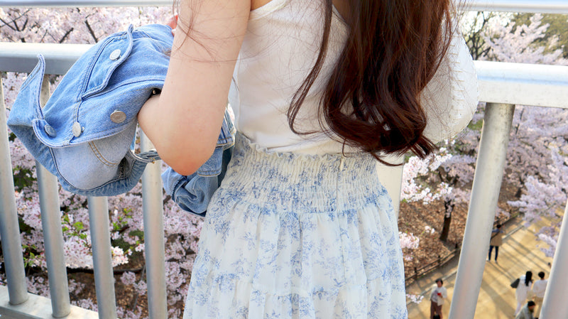 < M A D E > Blue Porcelain Mini Skirt