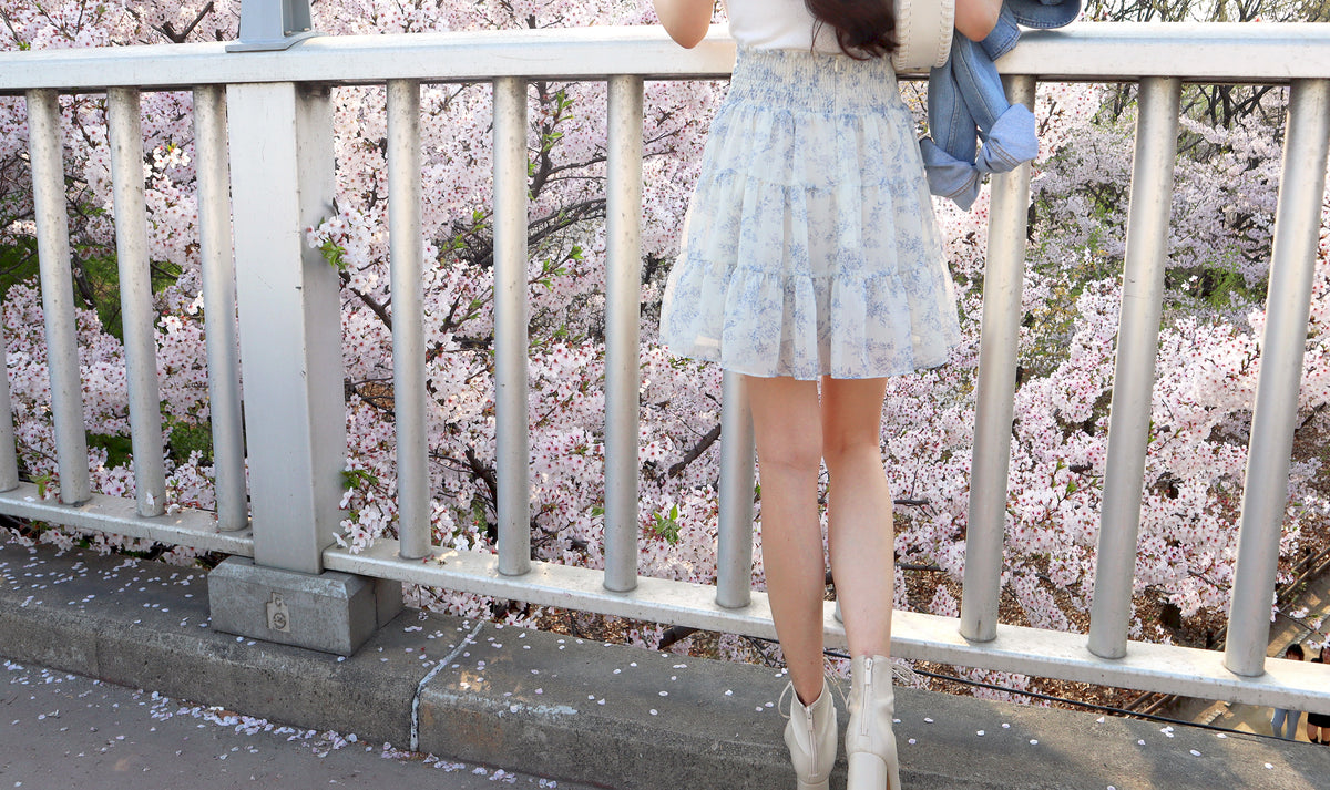 < M A D E > Blue Porcelain Mini Skirt