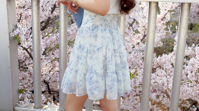 < M A D E > Blue Porcelain Mini Skirt