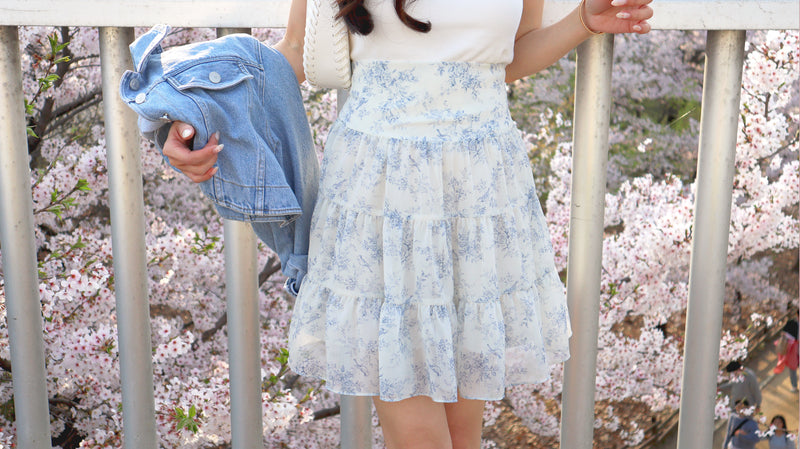 < M A D E > Blue Porcelain Mini Skirt