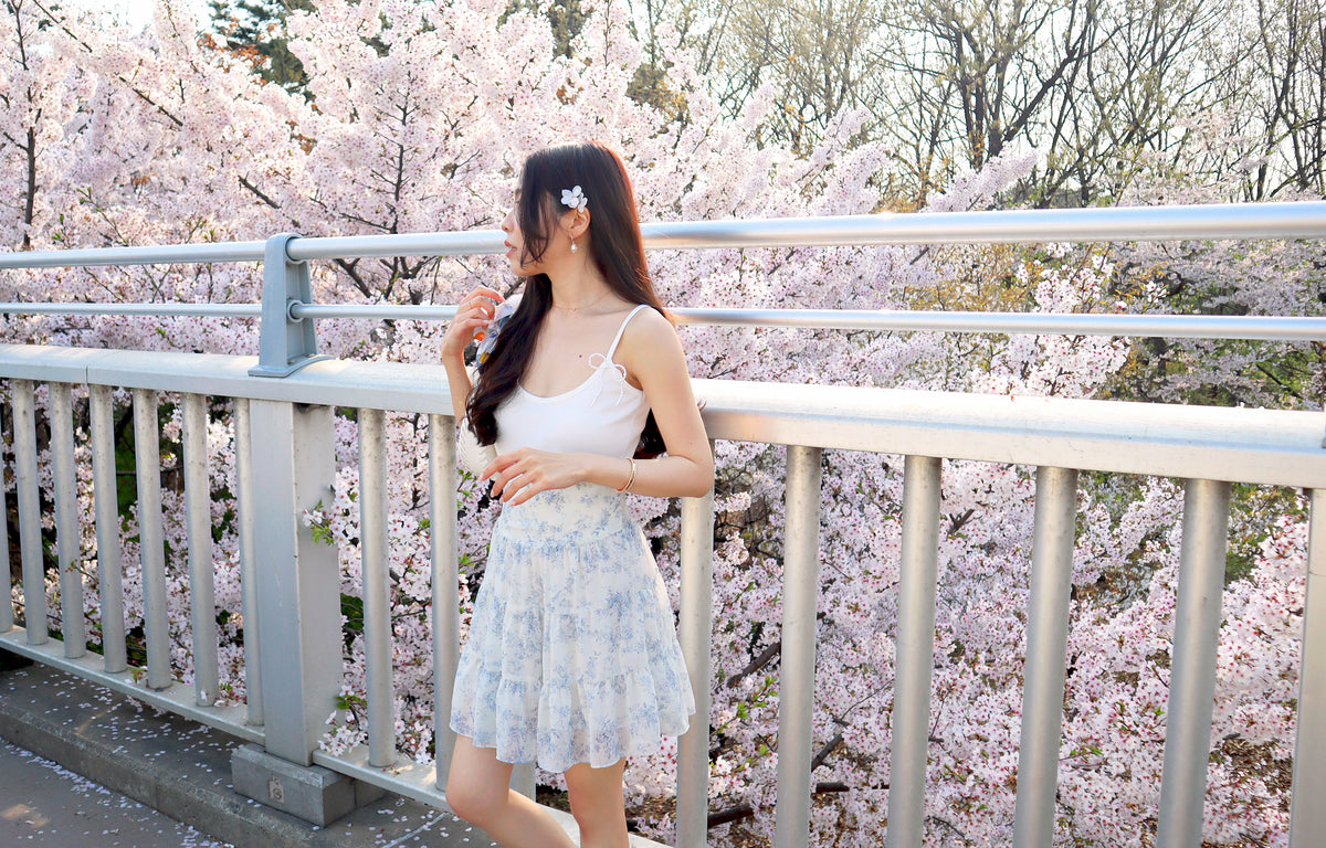 < M A D E > Blue Porcelain Mini Skirt