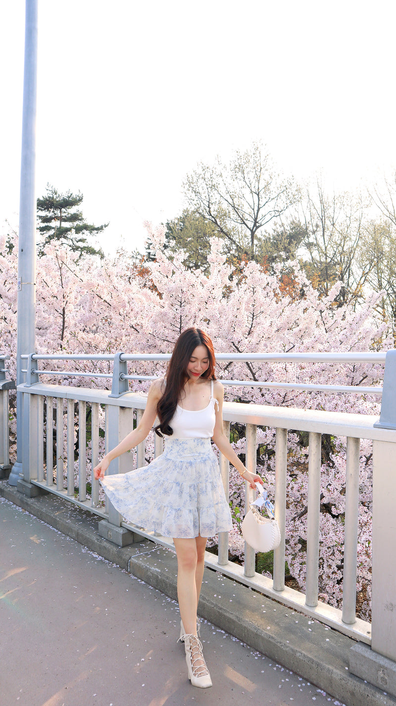 < M A D E > Blue Porcelain Mini Skirt