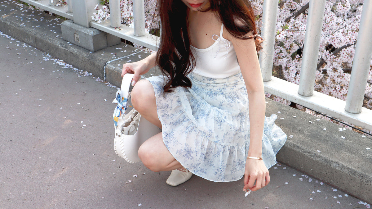 < M A D E > Blue Porcelain Mini Skirt