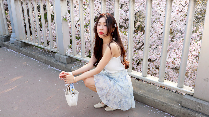 < M A D E > Blue Porcelain Mini Skirt