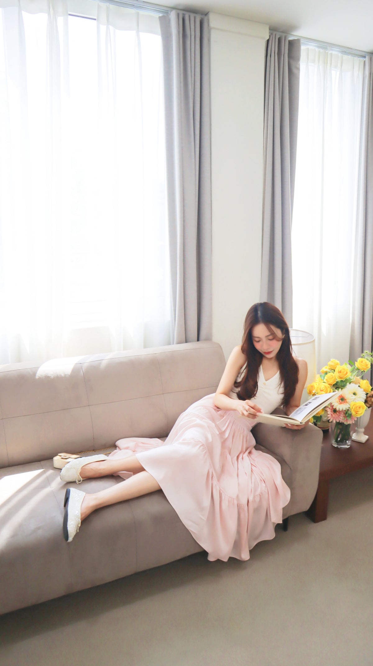< M A D E > Lacquered Silky Long Skirt