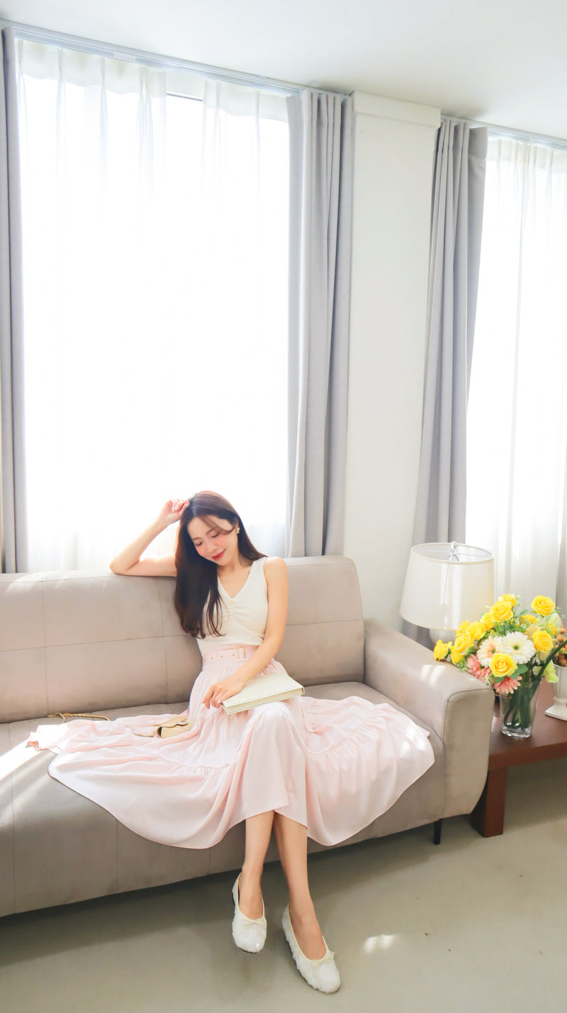 < M A D E > Lacquered Silky Long Skirt