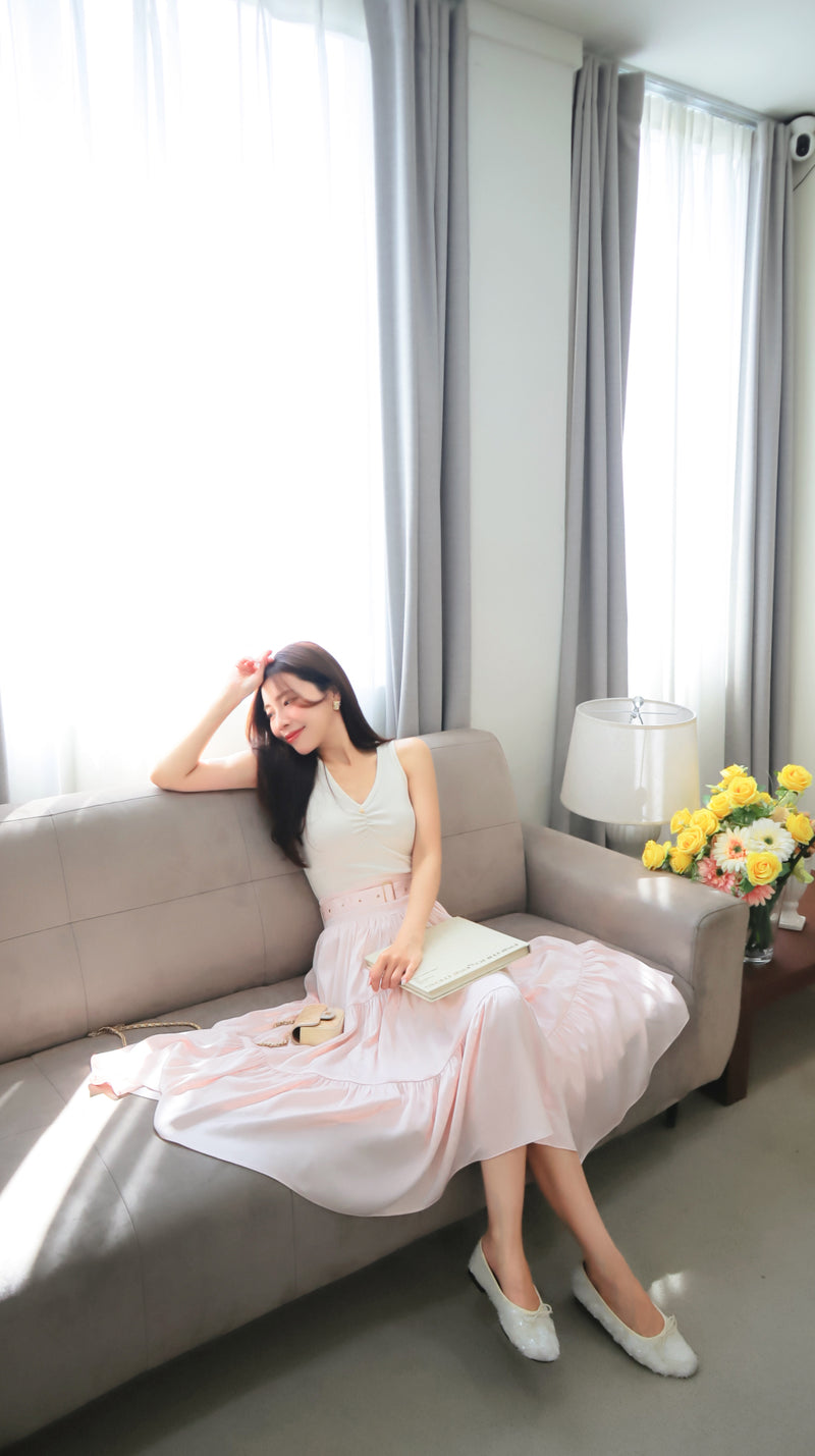 < M A D E > Lacquered Silky Long Skirt