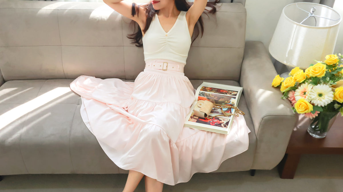 < M A D E > Lacquered Silky Long Skirt