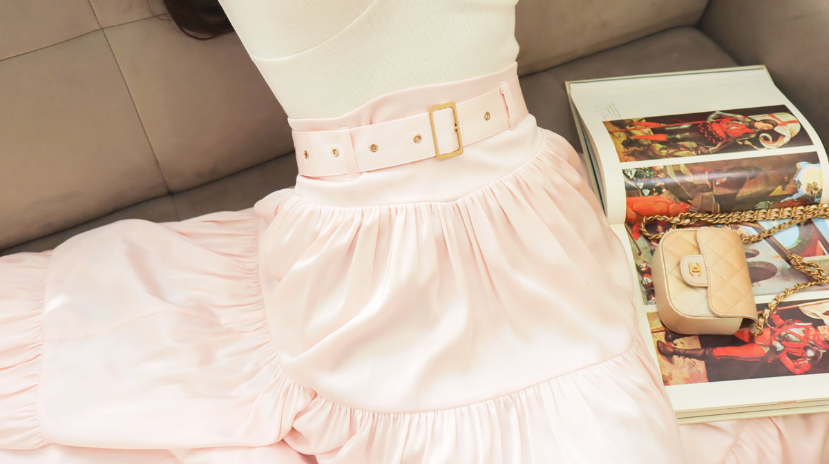 < M A D E > Lacquered Silky Long Skirt