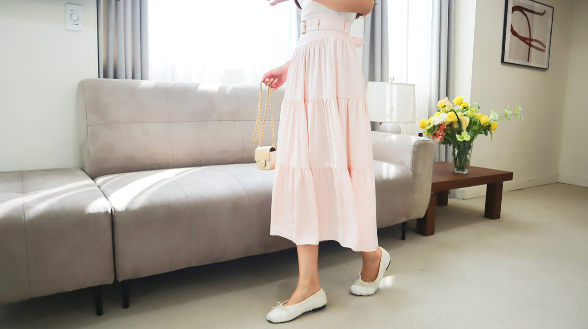 < M A D E > Lacquered Silky Long Skirt